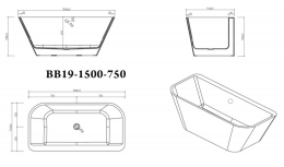 Акриловая ванна 150x75 BelBagno (BB19-1500-750), округлая