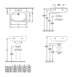 Раковина 51606501 VILLEROY&BOCH O'NOVO, 650х510 мм