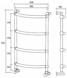 Фото Полотенцесушитель водяной Margaroli Luna 432 4323704CRN, высота 72 см, ширина 43.5 см, хром