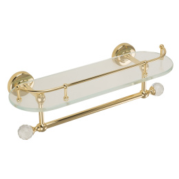 Фото Migliore Amerida 16602 Полка c галереей L36 см, с полотенцедержателем, золото SWAROVSKI