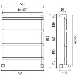 Фото Полотенцесушитель водяной Margaroli Panorama 742-5 7424705CR, высота 69.5 см, ширина 52 см, хром