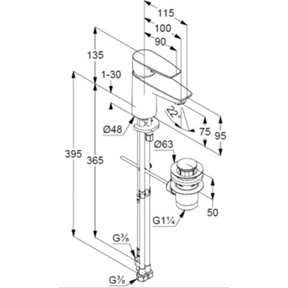 Смеситель для раковины Kludi Pure&Solid (342760575) хром