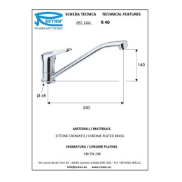 Смеситель Remer для кухни RR R40  35mm