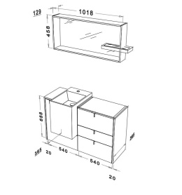 Milldue Pivot Комплект мебели 540+540x688x386 цвет: чёрный глянцевый (122)