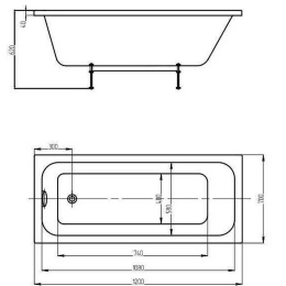 Акриловая ванна 120x70 Aquatek (MIY120-0000001), прямоугольная