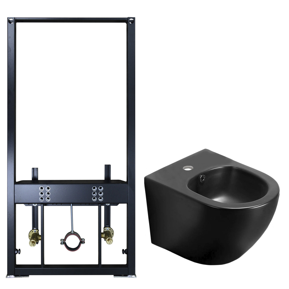 Фото Инсталляция для биде Azario (AZ-8040-1001/F-0053-0025+AZ-0046-BN SP) Черный матовый