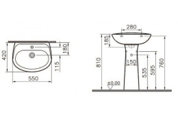Раковина с пьедесталом 55 см Vitra Normus (9600B003-7650) белый