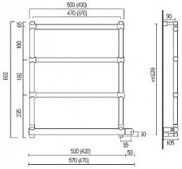 Полотенцесушитель электрический Margaroli Sole 542 BOX 5423704CRNB, высота 66 см, ширина 47 см, хром