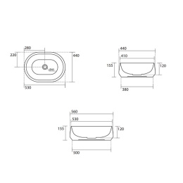 Раковина Kerasan F10 460530 Накладная Белый матовый 56