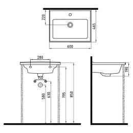 Раковина Bien Neptun NPLK06001FD1W3000 60 x 46.5 x 19 см мебельная, белый