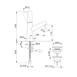 Смеситель для раковины Cisal VI00051440, черный