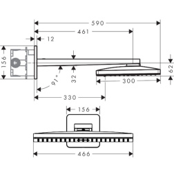 Фото Верхний душ Axor ShowerSolutions 35275000, 46 х 27 см, 2 режима струи, с держателем