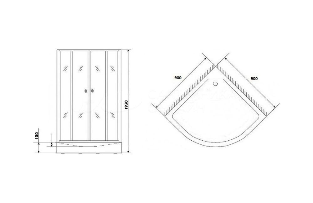 Уголок душевой Parly Z9111 с поддоном (90х90х193)