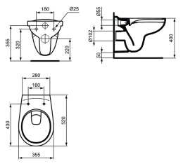 Инсталляция Ideal Standard Prosys Frame 120 M с унитазом Eurovit Rimless K881201, сиденье микролифт,
