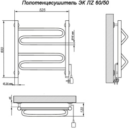 Полотенцесушитель электрический Ника Gurve ЛZ с греющим кабелем ЭК ЛZ 60/50