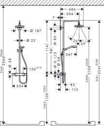 Душевая система Hansgrohe Croma (27253400) хром, белый