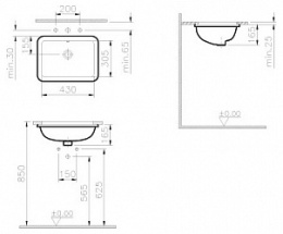 Врезная раковина 50 см Vitra S20 (5474B003-0618) белый