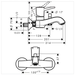 Смеситель для ванны 31340000 Hansgrohe Metropol Classic (хром)