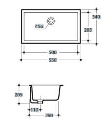 Фото KERASAN SLIM 022901 Раковина  встраиваемая под столешницу 500мм, цвет белый