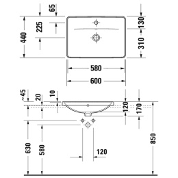 Раковина встраиваемая Duravit D-Neo 0357600027, белый