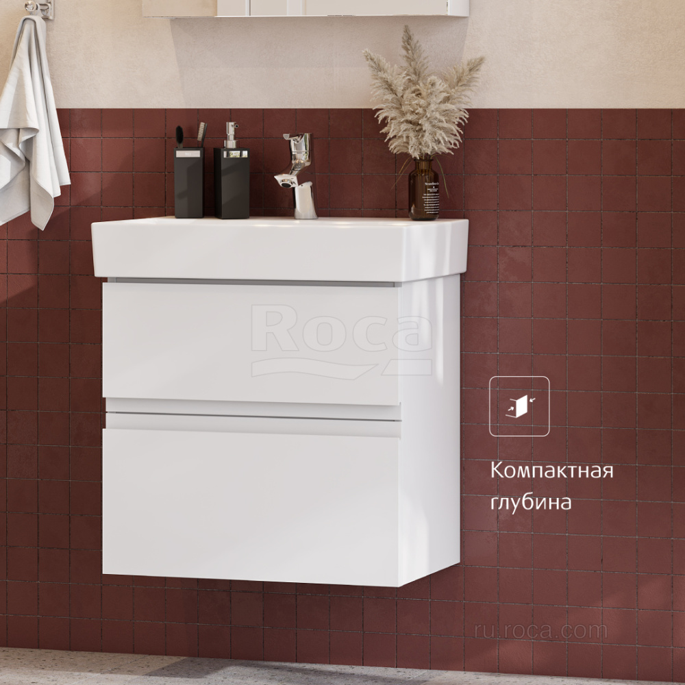 Фото Тумба под раковину Roca Oleta (A857638806) белый глянцевый