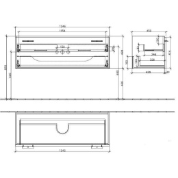Тумба под раковину A272N1BM VILLEROY&BOCH Central Line, 1250 x 430 x 450 мм