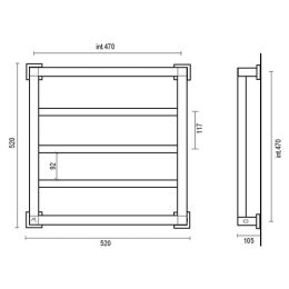 Фото Полотенцесушитель электрический Margaroli Quadri 810/3 Box 81034704CRNB, высота 52 см, ширина 52 см