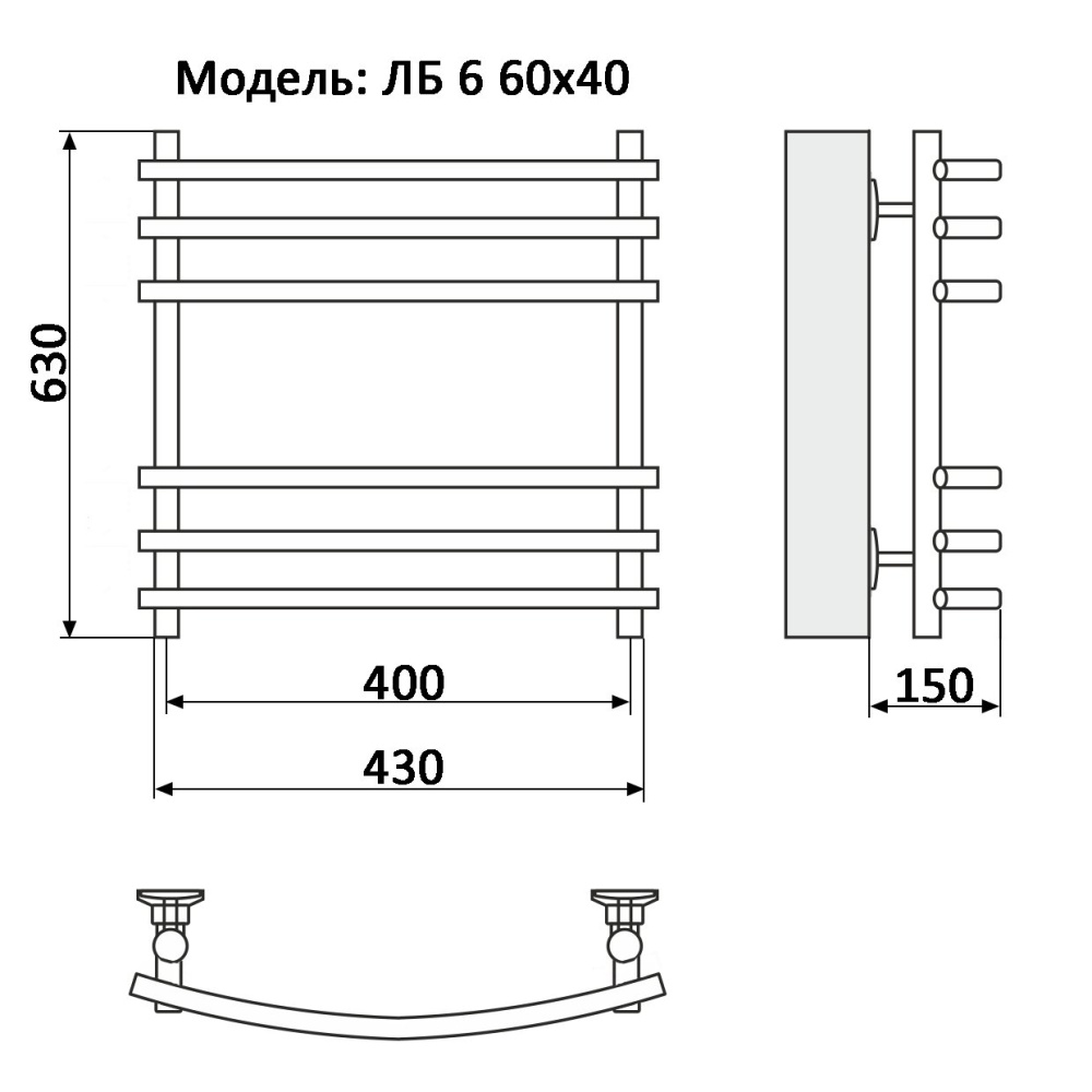 Фото Полотенцесушитель водяной Ника Bamboo ЛБ6 ЛБ 6 60/40