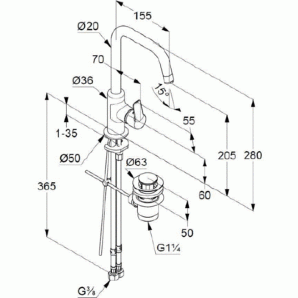 Фото Смеситель для раковины Kludi Pure&Easy (370230565) хром