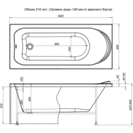 Акриловая ванна 160x70 Aquanet (00204018), прямоугольная