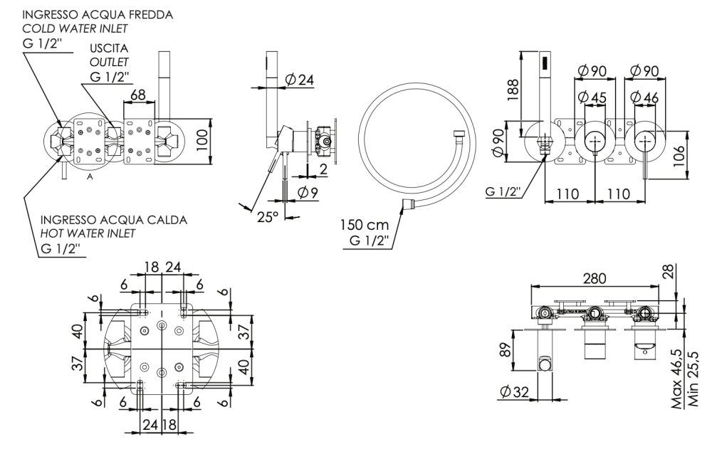 Фото Смеситель для душа Remer X Style X97D2PXV, сталь