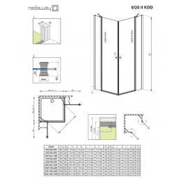 Дверь душевого уголка Radaway Eos II KDD 90 L профиль Хром стекло прозрачное 3799461-01L