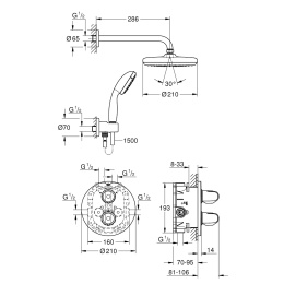 Grohe Grohtherm 1000 34614001 Душевая система, с термостатом встроенным