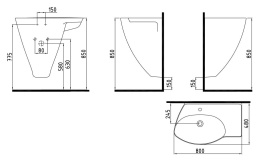 Раковины Раковина-моноблок Bien Mineral MNLM08001FD1W3000 80 x 48 x 70 см подвесная, белый
