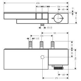 Axor Edge 46240300 Термостат для душа, на 2 источника, комбин монтаж (внешняя часть), цвет: полир. к
