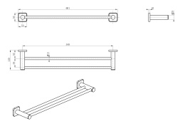 Фото Полотенцедержатель двойной Wonzon&Woghand (WW-V1102-CR) Хром