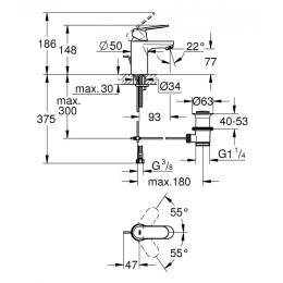 Grohe Eurosmart Cosmopolitan 3282500E Смеситель для раковины, стандартный