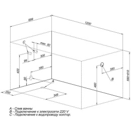 Акриловая ванна 120x70 Aquanet (00203990), прямоугольная