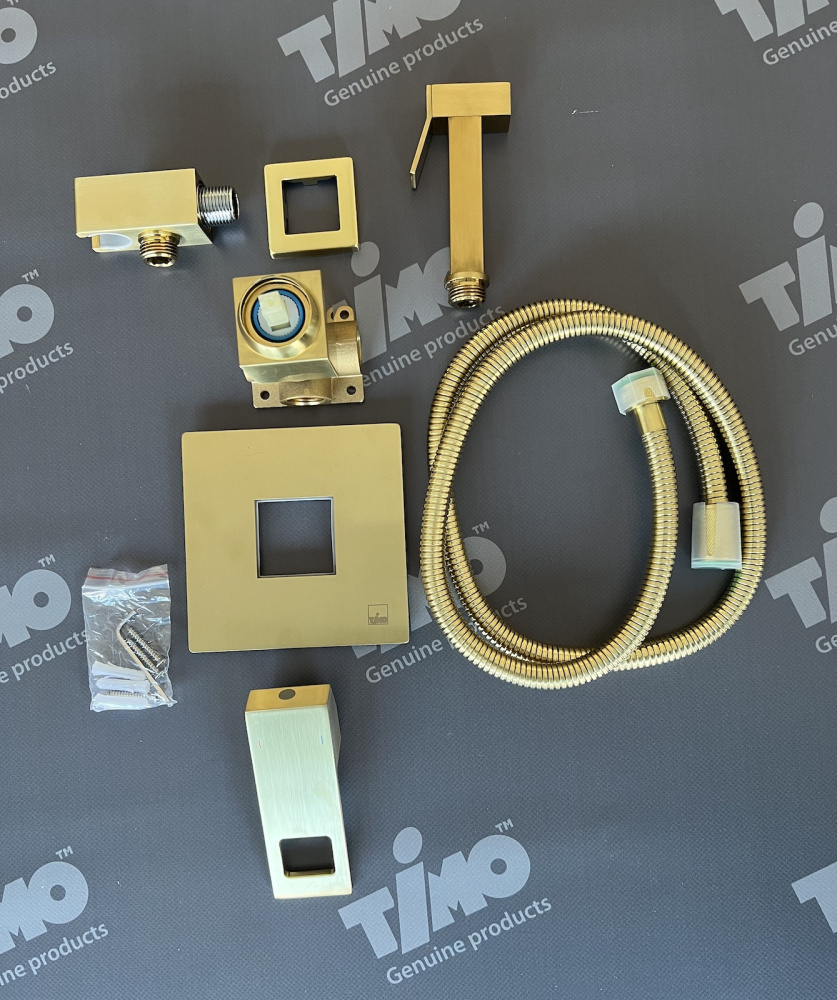 Фото Смеситель встроенный с гигиеническим душем Timo Briana 7189/17SM золото матовое