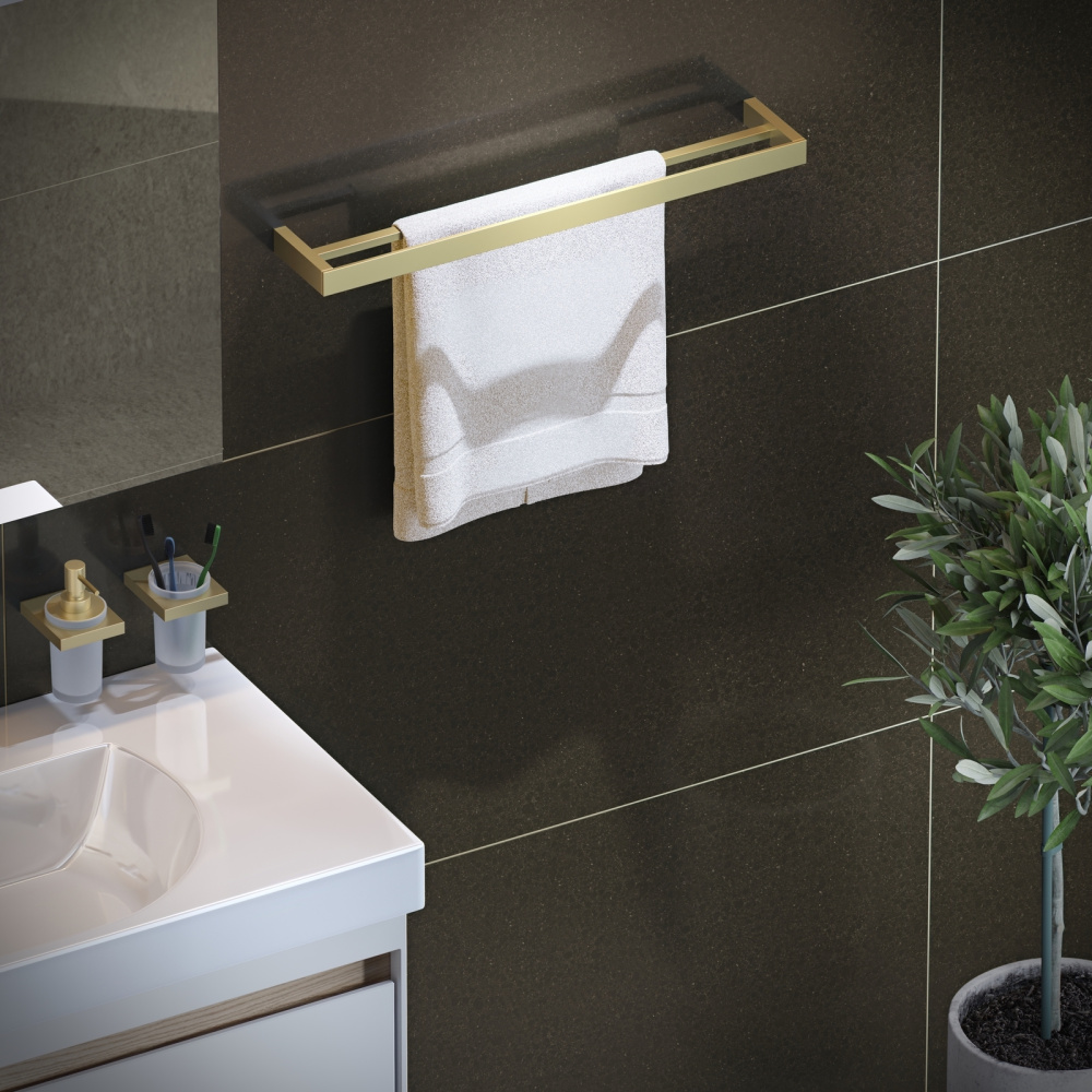 Фото Полотенцедержатель двойной Timo Petruma 15256/17 золото матовое