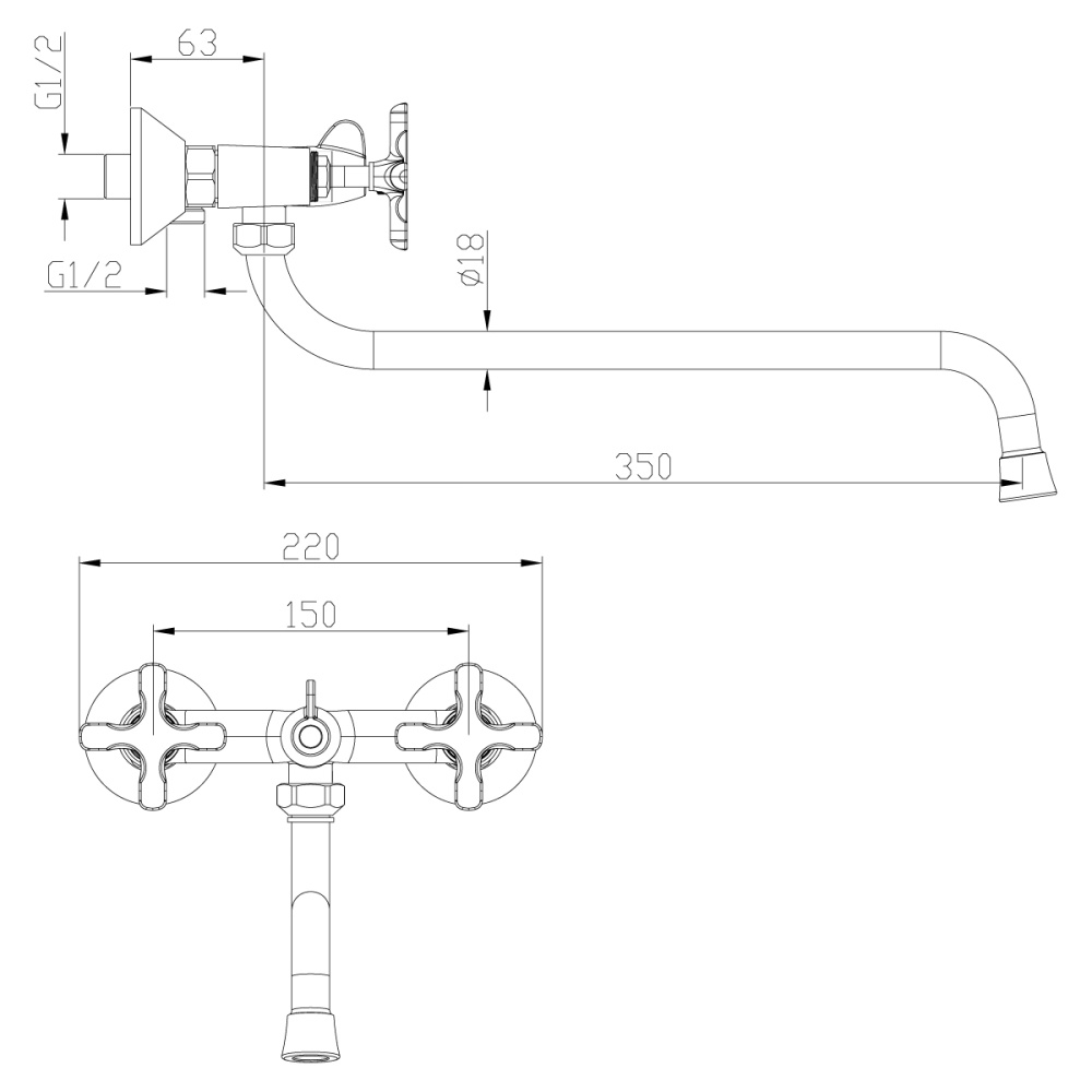 Смеситель для ванны Lemark Duetto (LM5751C)