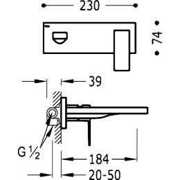 Фото Tres Cuadro 00620003 Смеситель настенный, для раковины (хром)