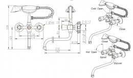 Фото Смеситель для ванны Bravat DUO 2231 с длинным изливом (F6133186CP-LB)