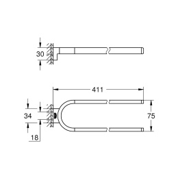 Полотенцедержатель двойной неповоротный Grohe Selection 41059DC0, суперсталь