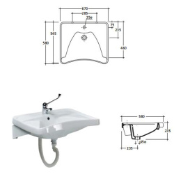 Раковина для инвалидов 67 см Galassia Leone (4010)