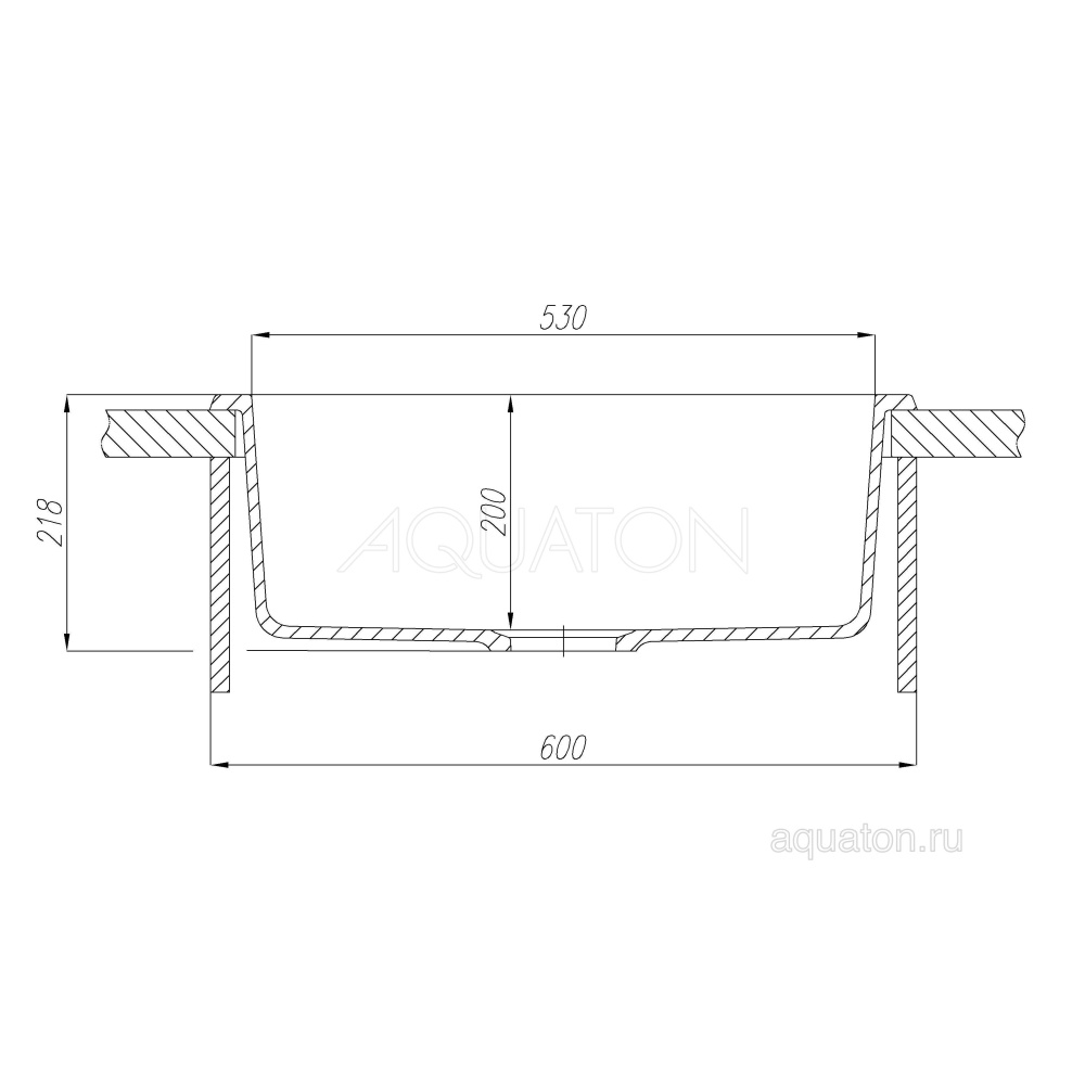 Мойка для кухни из литого мрамора Aquaton Делия 60 прямоугольная графит 1A715232LD210