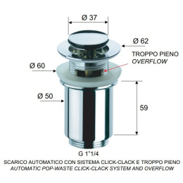 Донный клапан REMER (906CC114) хром