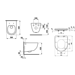 Комплект Laufen Pro (6.2096.6.395.000.1) унитаз подвесной Rimless, крышка-сиденье soft-close