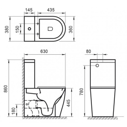 Чаша напольного унитаза BelBagno ETNA BB2157CPR