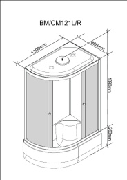 Душевая кабина 120x80x215 Parly (CM121R) черный, Без гидромассажа, ABS-пластик, Поддон средний